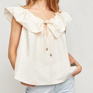 Free People Far Out Ruffle Poplin Top